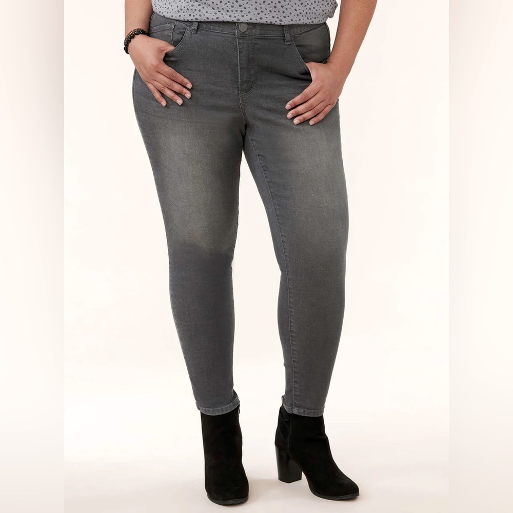 Democracy Modern Ab solution High Rise Ankle Length Grey Skinny Jeans Size 14